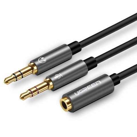 Rozdzielacz audio AUX UGREEN słuchawki + mikrofon do kabel mini jack 3,5 mm, 28cm