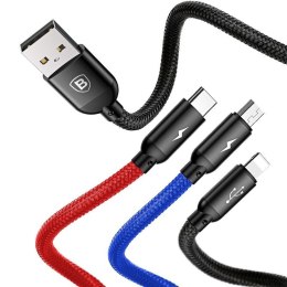 Kabel USB Baseus 3w1 USB-C / Lightning / Micro 3A 1,2m (czarny)