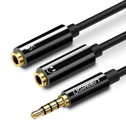 UGREEN AV141 Rozdzielacz audio AUX kabel mini jack 3,5 mm (męski) do słuchawki + mikrofon (żeńskie), 20cm - Czarny