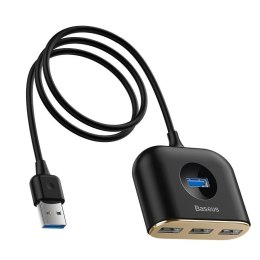 Adapter USB 4w1 Baseus Square Round, HUB USB 3.0 do 1x USB 3.0 + 3x USB 2.0, 1m (czarny)