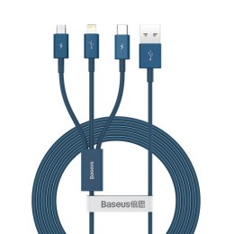 Kabel USB 3w1 Baseus Superior Series, USB do micro USB / USB-C / Lightning, 3.5A, 1.2m (niebieski)