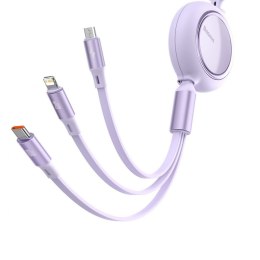 Kabel USB 3w1 Baseus Bright Mirror, USB do micro USB / USB-C / Lightning, 100W, 1.2m (fioletowy)