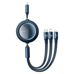 Kabel USB 3w1 Baseus Bright Mirror, USB do micro USB / USB-C / Lightning, 100W, 1.2m (niebieski)