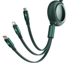 Kabel USB 3w1 Baseus Bright Mirror, USB do micro USB / USB-C / Lightning, 100W, 1.2m (zielony)