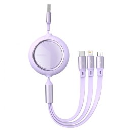 Kabel USB 3w1 Baseus Bright Mirror, USB do micro USB / USB-C / Lightning, 66W, 1.2m (fioletowy)