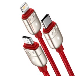 Kabel USB 3w1 Baseus Year of the Tiger, USB do micro USB / USB-C / Lightning, 3.5A, 1.2m (czerwony)