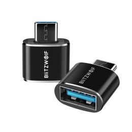 Adapter Blitzwolf BW-A4 USB do USB-C, OTG (czarny)