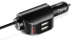 FLOVEME Ładowarka samochodowa 2x USB 3.1A LCD, rozdzielacz gniazda zapalniczki