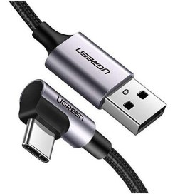 Kabel USB do USB-C kątowy UGREEN US284, 3A , 2m (czarny)