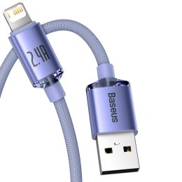 Kabel USB do Lightning Baseus Crystal, 2.4A, 1.2m (fioletowy)