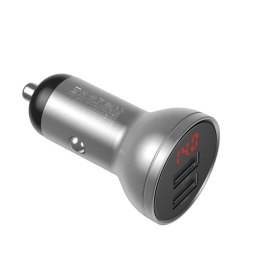 Ładowarka samochodowa Baseus z wyświetlaczem, 2x USB, 4,8A, 24W (srebrna)