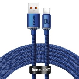 Kabel USB do USB-C Baseus Crystal, 100W, 1.2m (niebieski)