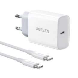 Ładowarka sieciowa UGREEN USB-C, 30W + kabel USB-C (biała)