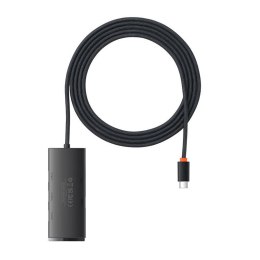 Hub 4w1 Baseus Lite Series USB-C do 4x USB 3.0 + USB-C, 2m (czarny)