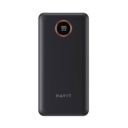 Powerbank Havit PB74 10000mAh + kabel USB-C, Lightning, micro USB (czarny)