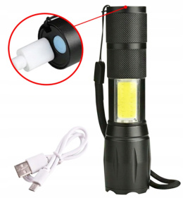 Latarka Kieszonkowa LED Zoom USB IPX4