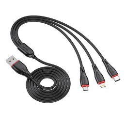 Kabel USB Vipfan X01 3w1 USB-C / Lightning / Micro 3.5A 1.2m (czarny)