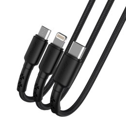 Kabel USB Vipfan X02 3w1 USB-C / Lightning / Micro 3.5A 1.5m (czarny)