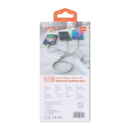 Kabel USB Vipfan X15 3w1 USB-C / Lightning / Micro 66W 1.2m, pozłacany (biały)