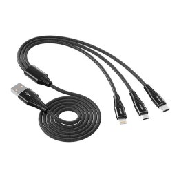 Kabel USB Vipfan X16 3w1 USB-C / Lightning / Micro 3.5A 1.5m (czarny)