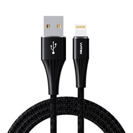 Kabel USB do Lightning Vipfan A01, 3A, 1.2m, z oplotem (czarny).