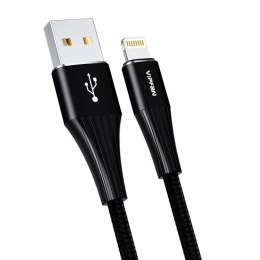 Kabel USB do Lightning Vipfan A01, 3A, 1.2m, z oplotem (czarny).