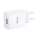 Ładowarka sieciowa Vipfan E03, 1x USB, 18W, QC 3.0 + kabel Lightning (biała)