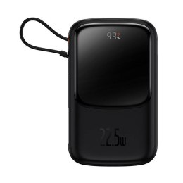 Powerbank Baseus Qpow Pro z kablem USB-C, USB-C, USB, 10000mAh, 22.5W (czarny)