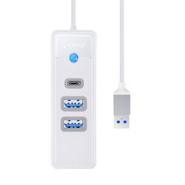 Adapter Hub USB do 2x USB 3.0 + USB-C Orico, 5 Gbps, 0.15m (biały)