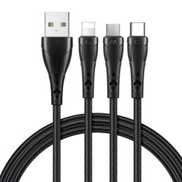 Kabel 3w1 USB do USB-C / Lightning / Micro USB, Mcdodo CA-6960, 1.2m (czarny)