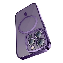 Etui Baseus Glitter Magnetic do iPhone 14 Pro Max (fioletowe) +szkło hartowane +zestaw czyszczący