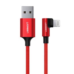 Kabel Lightning do USB-A kątowy UGREEN US299, 2.4A, 1m (czerwony)