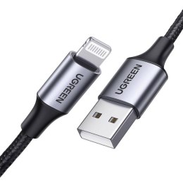 Kabel Lightning do USB UGREEN 2.4A US199, 1m (czarny)