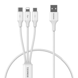 Kabel USB Romoss CB251V 3w1 USB-C / Lightning / Micro 3.5A 1.2m (biały)