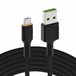 Kabel USB - Micro USB Green Cell GC Ray 200cm, pomarańczowy LED, szybkie ładowanie Ultra Charge, QC3.0