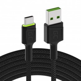 Kabel USB - USB-C Green Cell GC Ray, 120cm, zielony LED, szybkie ładowanie Ultra Charge, QC 3.0