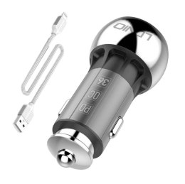 Ładowarka samochodowa LDNIO C1 USB, USB-C + Kabel Lightning