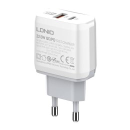 Ładowarka sieciowa LDNIO A2421C USB, USB-C 22.5W + kabel USB-C - Lightning