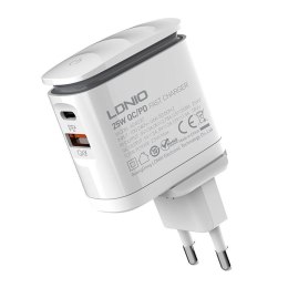 Ładowarka sieciowa LDNIO A2423C USB, USB-C + kabel Lightning