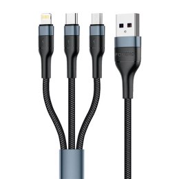 Kabel 3w1 USB do USB-C / Micro USB / Lightning Foneng X51, 3A, 1m (czarny)