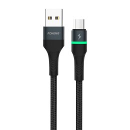 Kabel USB do Micro USB Foneng X79, LED, oplot, 3A, 1m (czarny)
