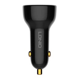 Ładowarka samochodowa LDNIO C101, USB + USB-C, 100W + kabel USB do Lightning (czarna)