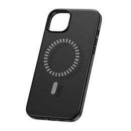 Magnetyczne Etui na telefon iPhone 15 Baseus Fauxther Series (Czarne)