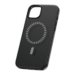 Magnetyczne Etui na telefon iPhone 15 Plus Baseus Fauxther Series (Czarne)