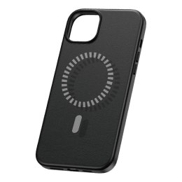 Magnetyczne Etui na telefon iPhone 15 ProMax Baseus Fauxther Series (Czarne)