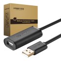 Kabel przedłużający USB 2.0 UGREEN US121, aktywny, 15m (czarny)