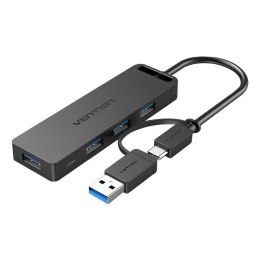 Hub USB 3.0 z 4 portami, interfejsem USB-C i USB 3.0 2-w-1 oraz zasilaczem Vention CHTBB 0,15 m