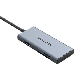 Hub USB-C do HDMI, 3x USB 3.0, SD, TF Vention TOOHB 0,15m Szary