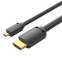 Kabel HDMI-D męski do HDMI-A męski 4K HD 1.5m Vention AGIBG (czarny)