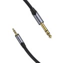 Kabel audio 3,5mm TRS męski do 6,35mm męski 1m Vention BAUHF Szary